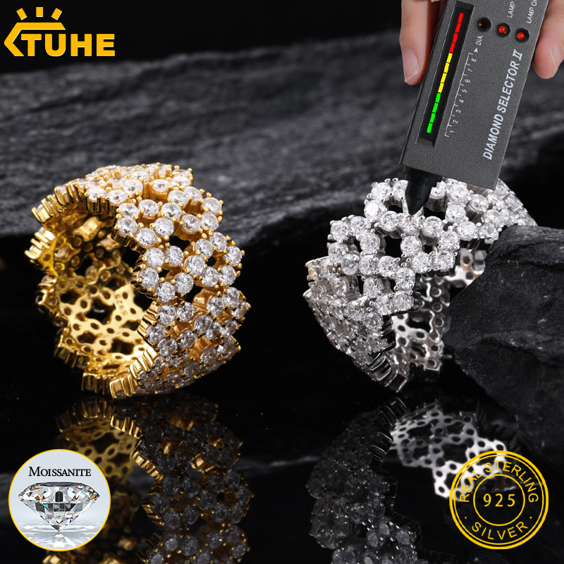 Moissanite Ring - TUHE Iced Out Men Rings Moissanite