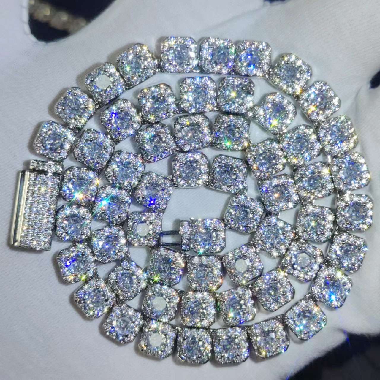 Tennis Bracelet Cubic - Clustered Diamond Tennis Chain Miami Cuban