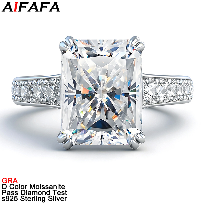 Moissanite Ring - 4 Carat Radiant Cut Moissanite Diamond