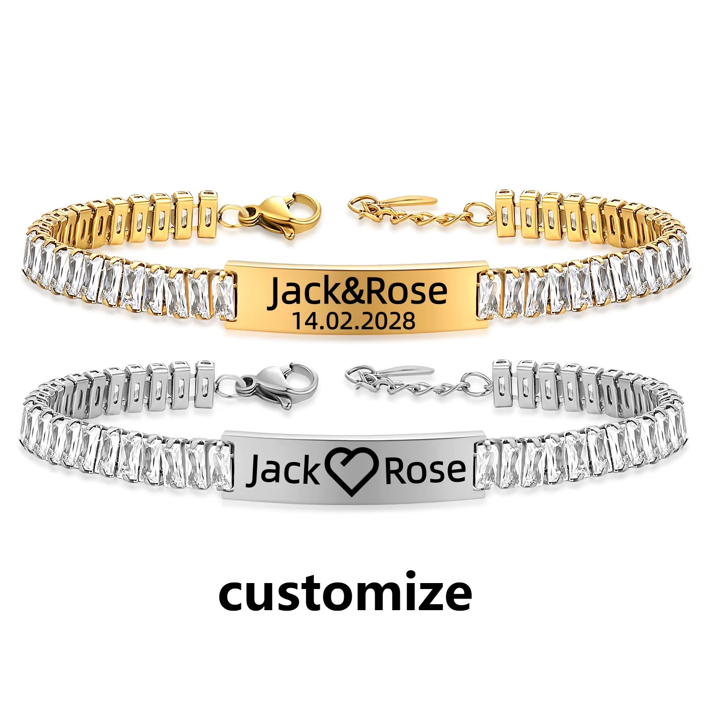 Tennis Bracelet Cubic - Customized Personalized Tennis Bracelets Stainless Steel