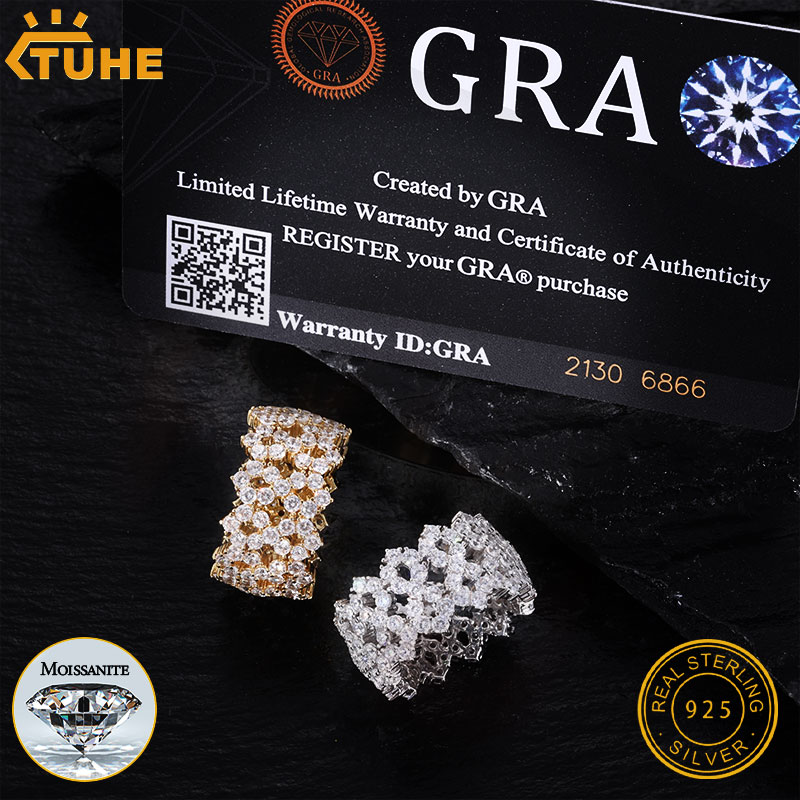 TUHE Iced Out Men Rings Moissa - Moissanite Ring recensione e prezzo
