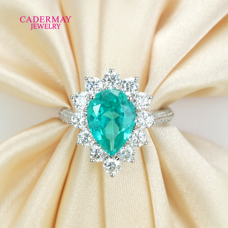 S925 Lab Paraiba Rings S925 Si - Moissanite Ring recensione e prezzo