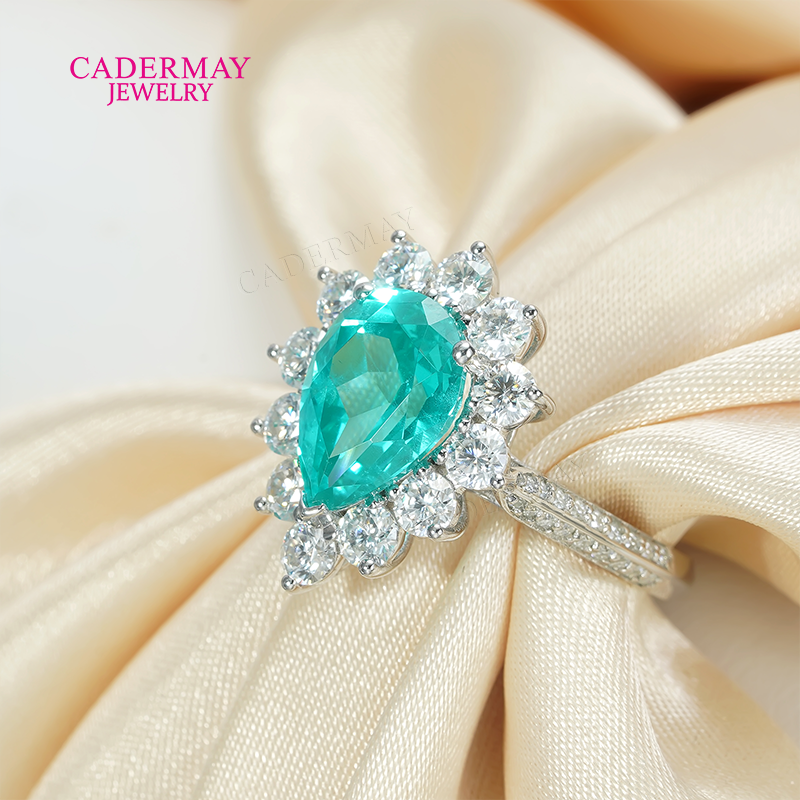 S925 Lab Paraiba Rings S925 Si - Moissanite Ring recensione e prezzo