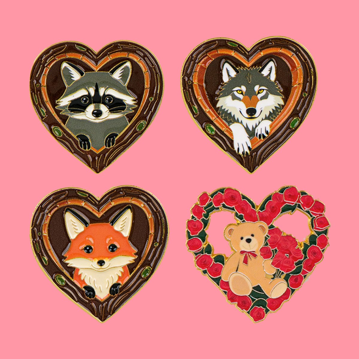 Fox Rose Bear Enamel Pins Anim - Wolf Jewelry & Watches Tampa Reviews recensione e prezzo