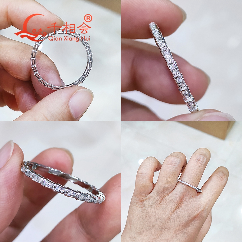 Snake shape  2mm width Sterlin - Moissanite Ring recensione e prezzo