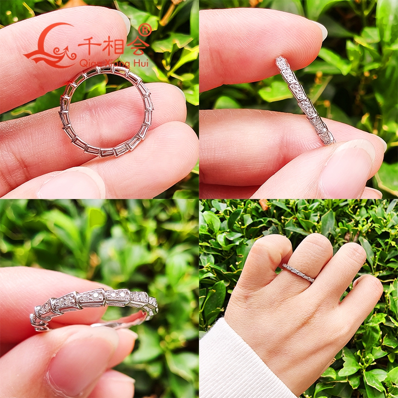 Snake shape  2mm width Sterlin - Moissanite Ring recensione e prezzo