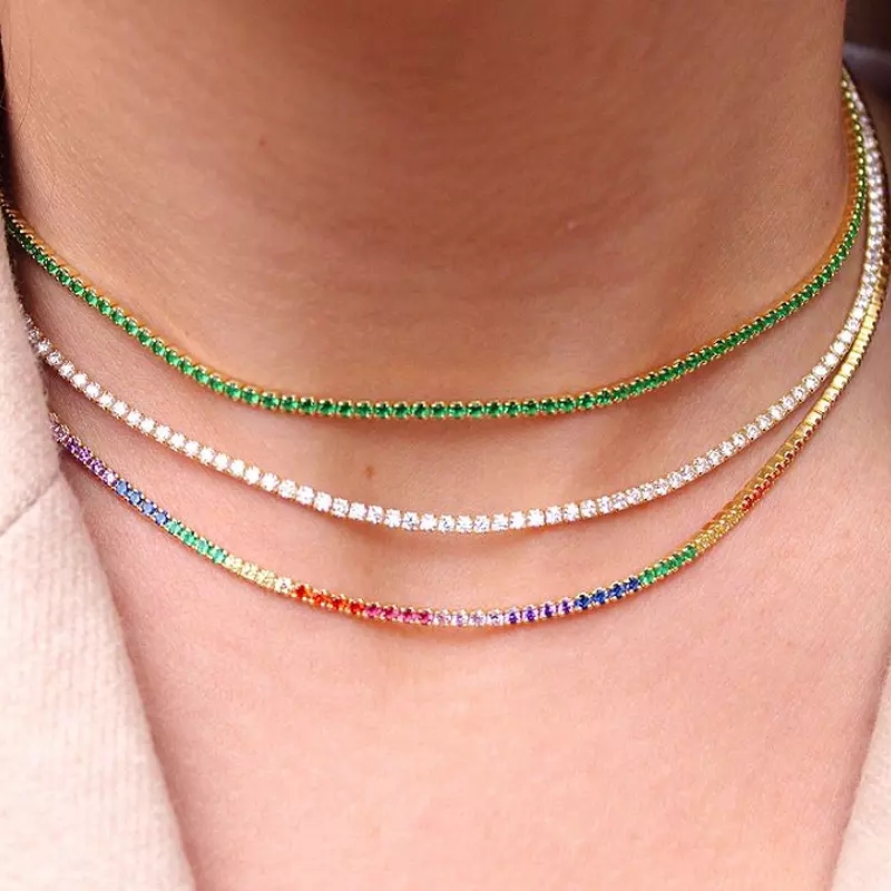 clear cz tennis chain choker n - Tennis Bracelet Cubic recensione e prezzo