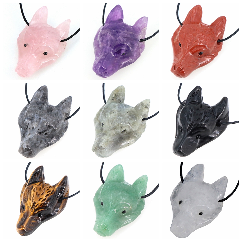 40mm Wolf Head Stone Pendant N - Wolf Jewelry & Watches Tampa Reviews recensione e prezzo