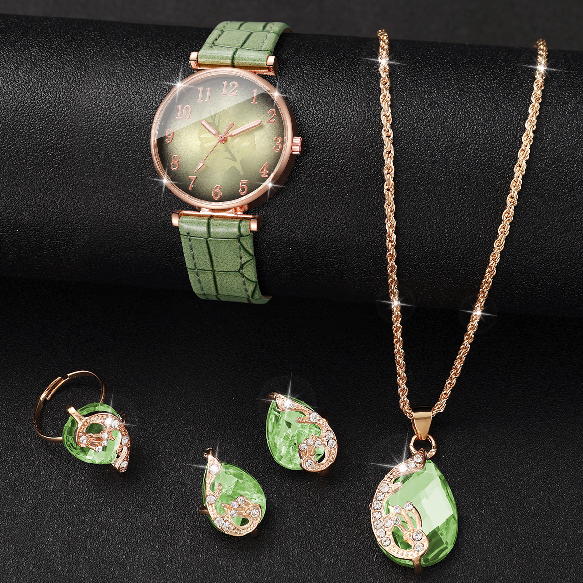 5PCS Fashion Leaf  Dial Women  - Jewelry Watches For Ladies recensione e prezzo