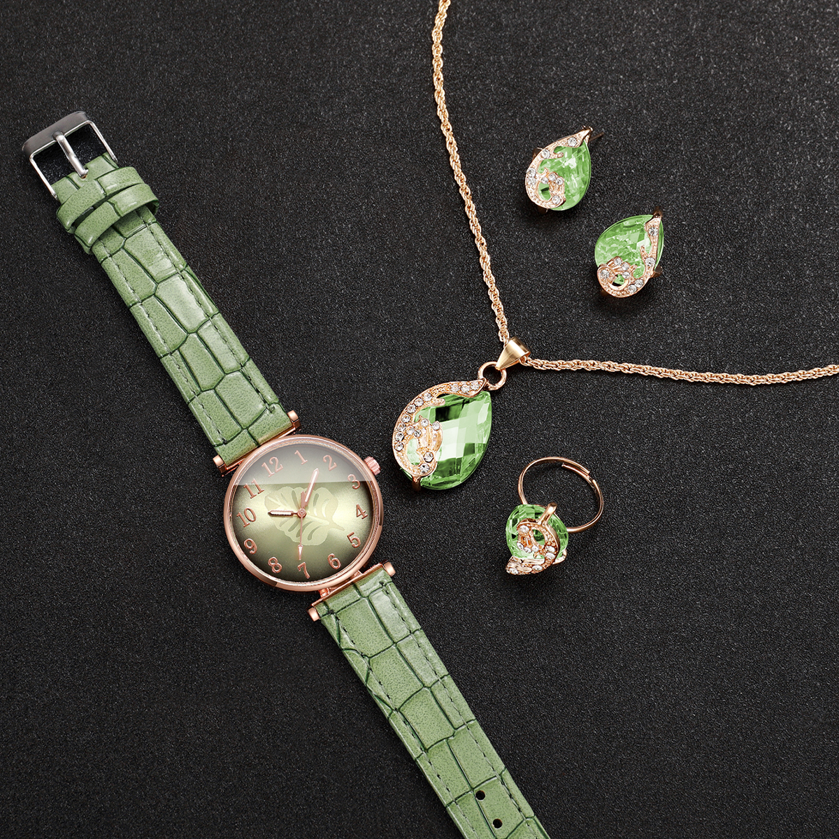 5PCS Fashion Leaf  Dial Women  - Jewelry Watches For Ladies recensione e prezzo
