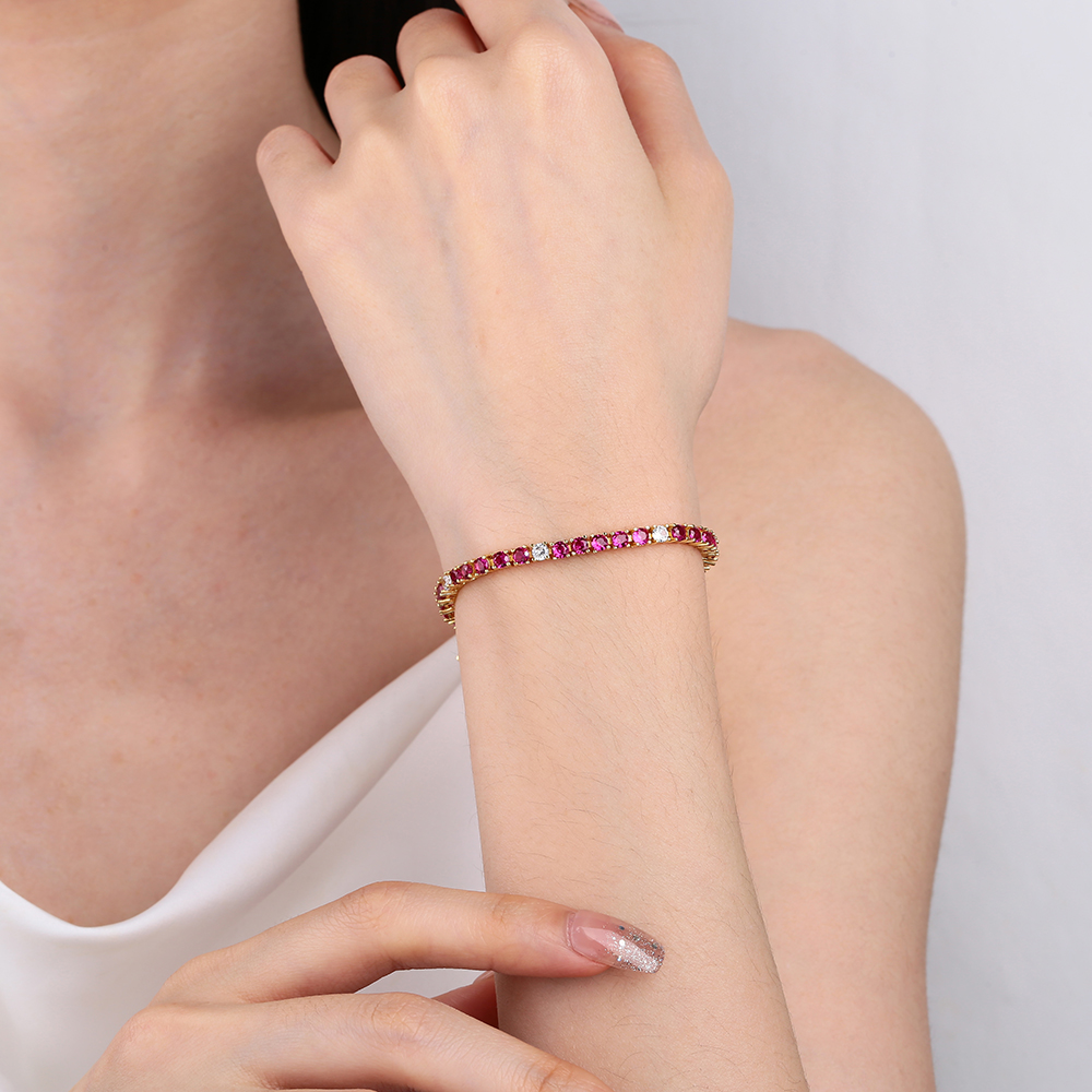 3MM Ruby Fuchsia Pink Mix Whit - Tennis Bracelet Cubic recensione e prezzo