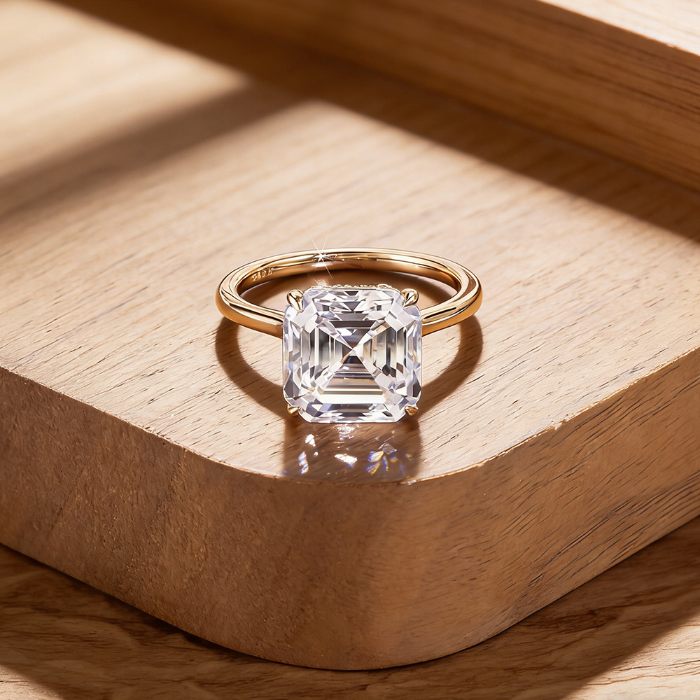 EWYA Asscher Cut 1/2/3/5CT 3EX - Moissanite Ring recensione e prezzo